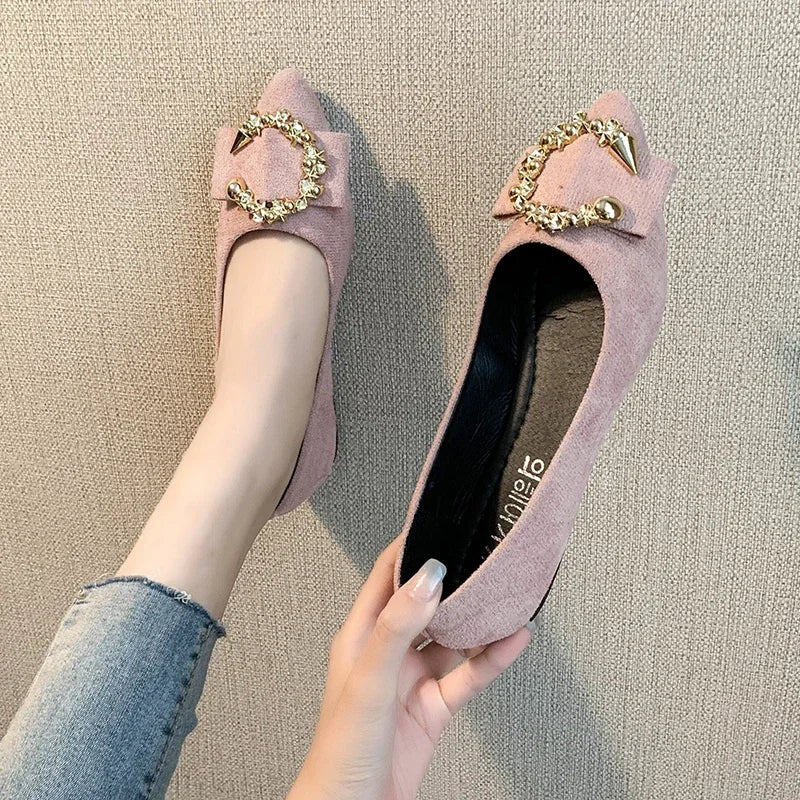 Women's Pointed-Toe Slip-On Loafers with Metal Detail