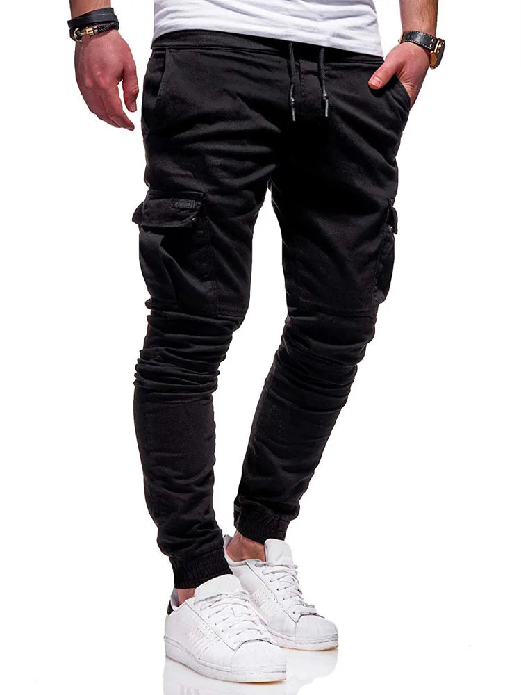 Men’s Elastic-Waist Casual Trousers with Pockets