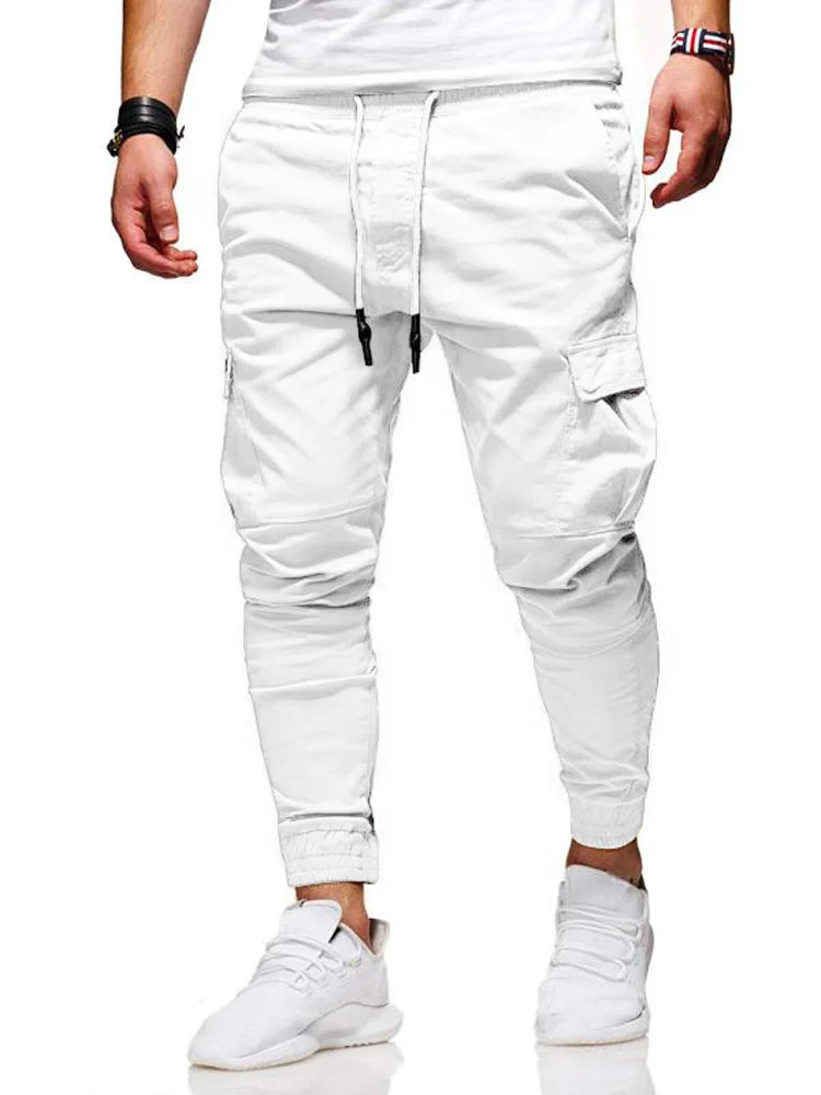 Men’s Elastic-Waist Casual Trousers with Pockets