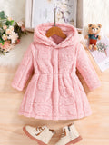 Girls' Pink Hooded Corduroy Jacket | Model Pink