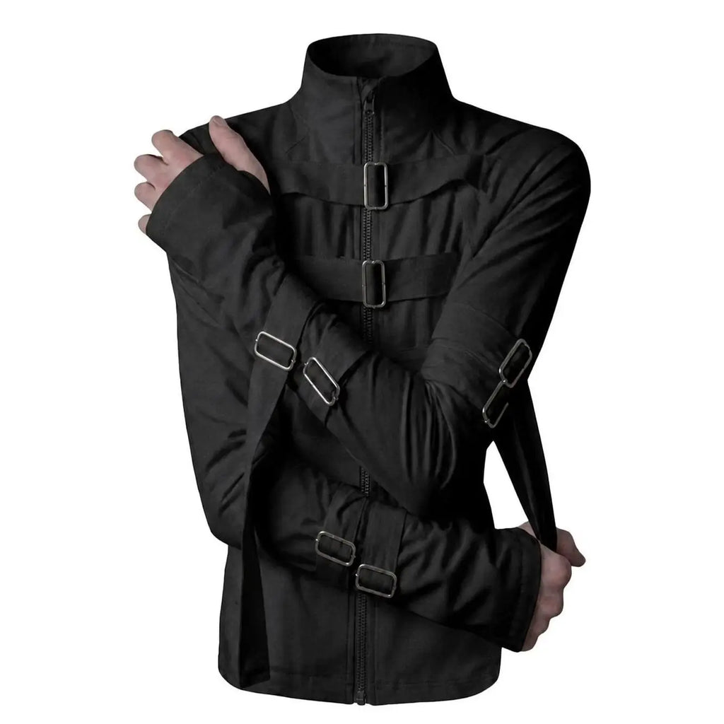 Women's Stand-Collar Zip Jacket with Buckle Detail