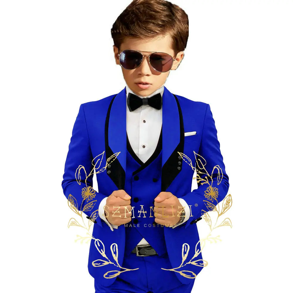 Boys’ 3-Piece Formal Suit with Elastic-Waist Trousers