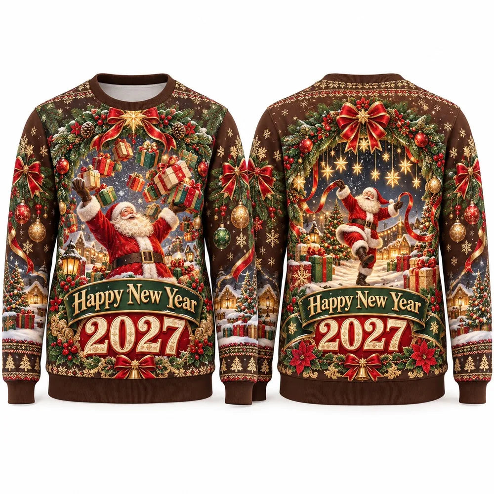 Santa & Sleigh Christmas Print Crewneck Sweatshirt