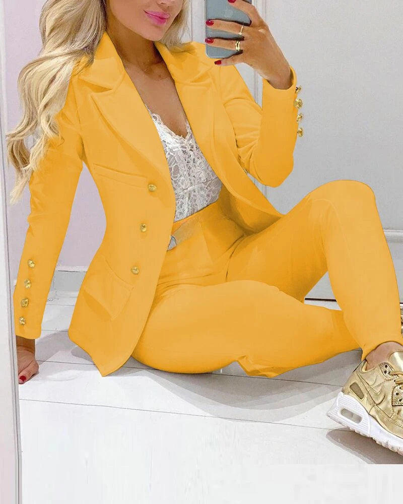 Women's Double-Breasted Blazer & Trouser Set