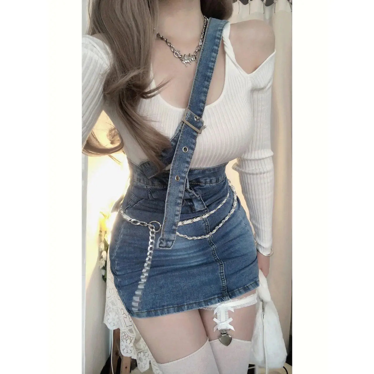 Women's Knit Crop Top & Mini Skirt Set