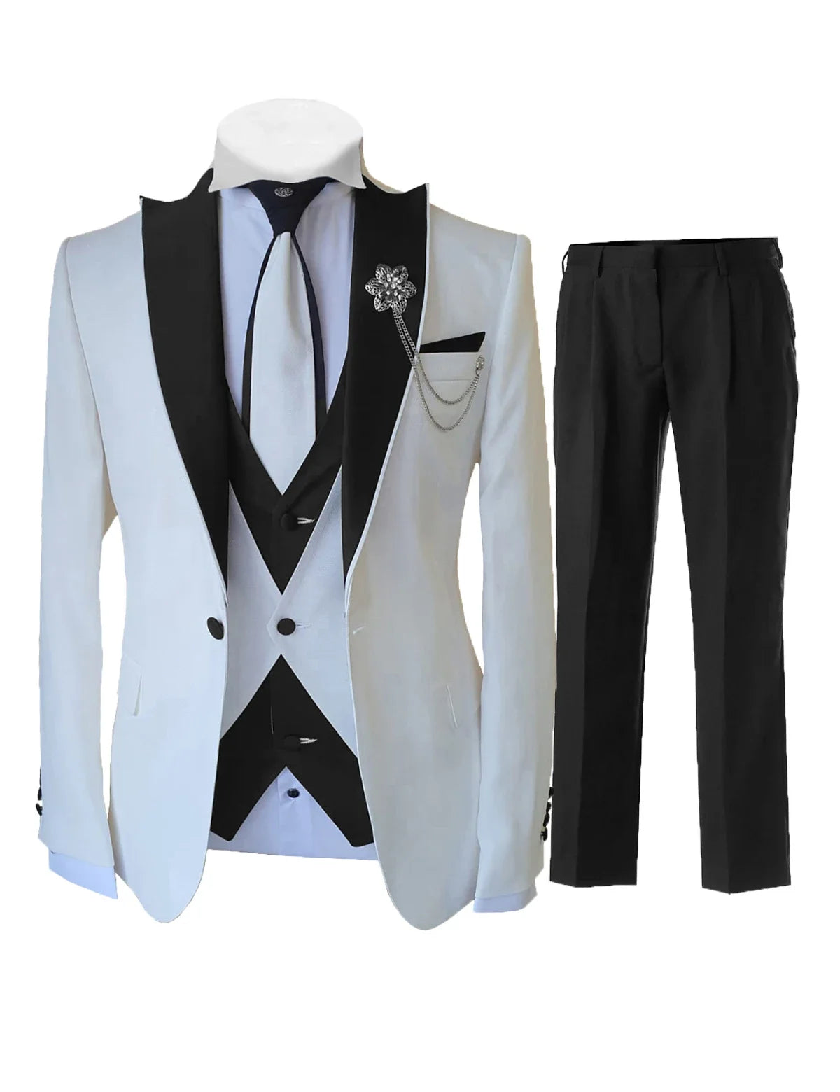 Men's Slim-Fit 3-Piece Wedding Suit Set | Model Pink