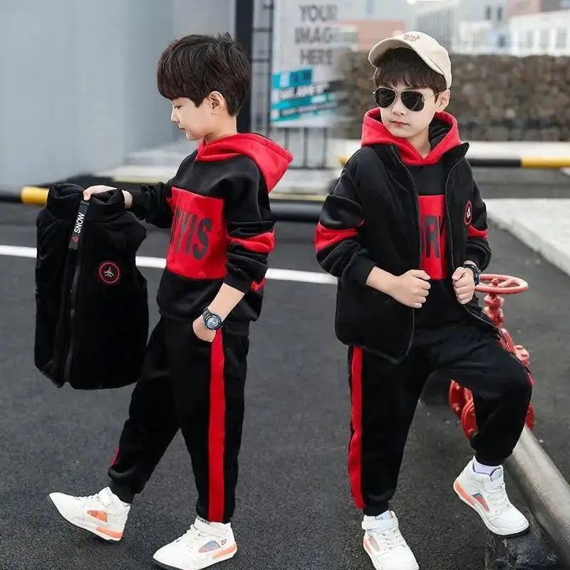 Kids’ 3-Piece Fleece Tracksuit – Jacket, Sweater & Trousers