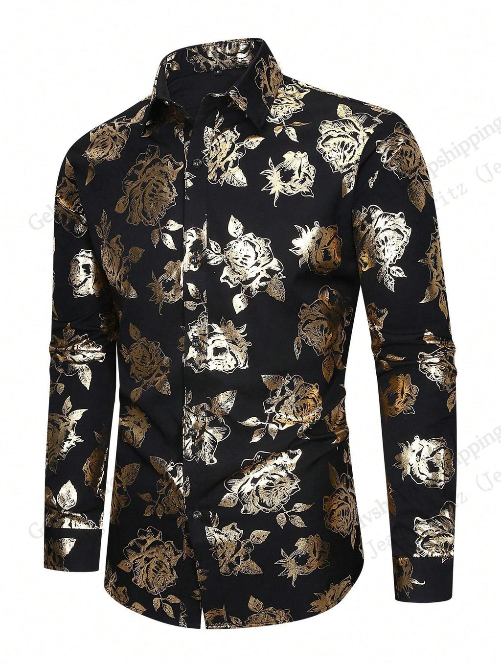 Men’s Baroque Floral Long-Sleeve Button-Down Shirt
