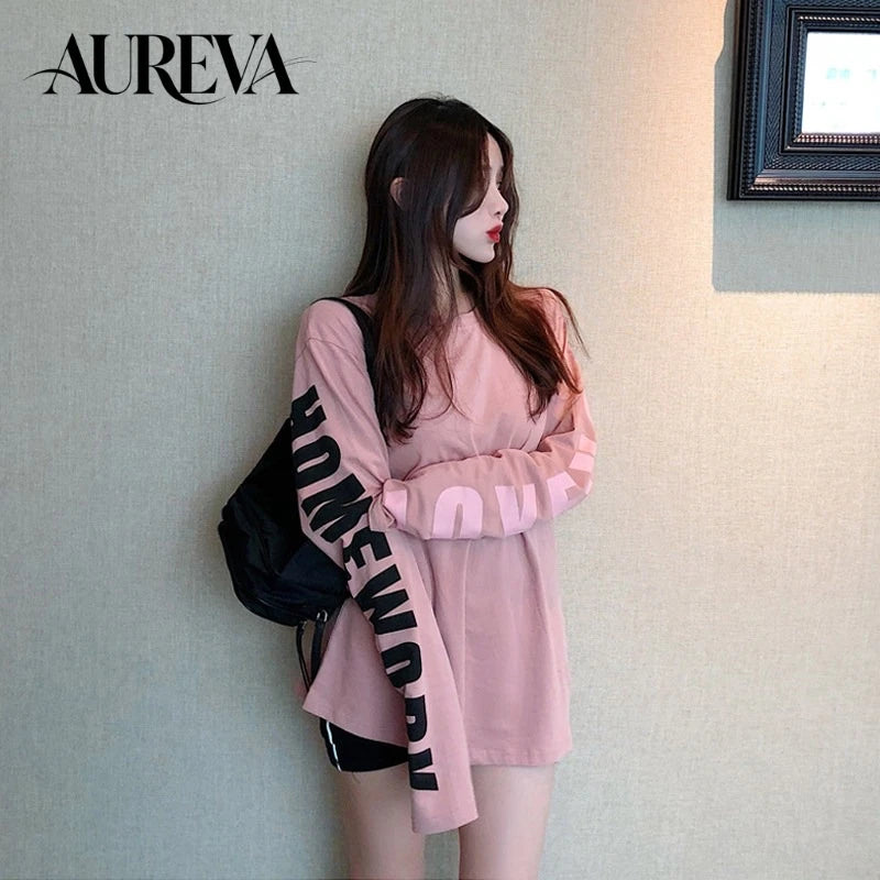 Women's Relaxed-Fit Letter-Print Long-Sleeve T-Shirt