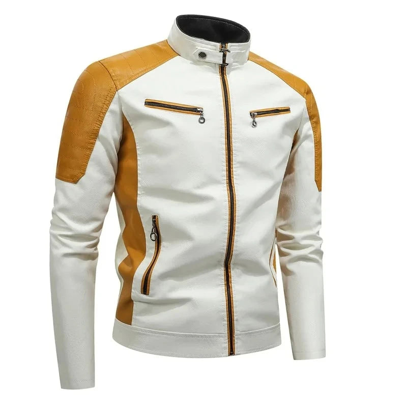 Unisex Retro Motorcycle-Inspired Stand-Collar Jacket
