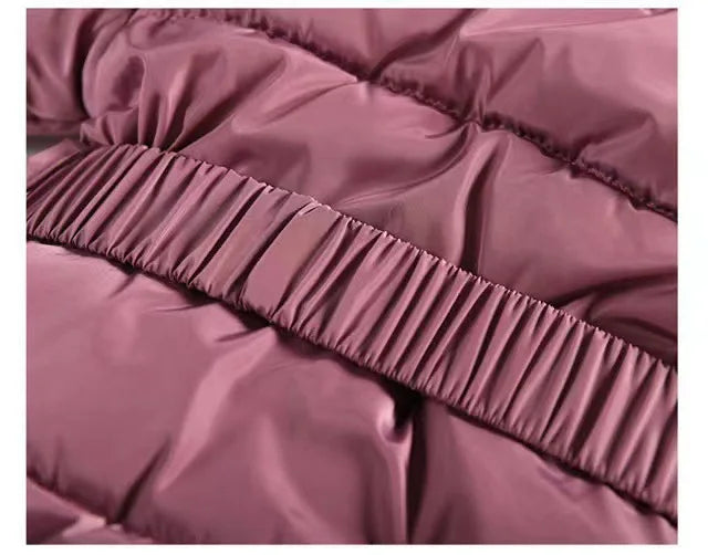 Girls' Hooded Winter Coat with Fur-Style Collar | Model Pink
