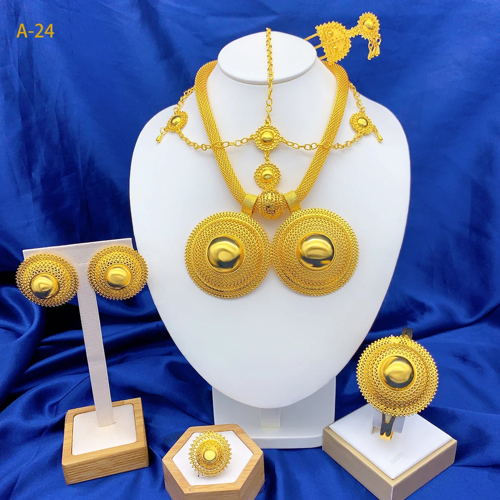 Gold-Tone Floral Wedding Jewelry Set, 6 Pieces