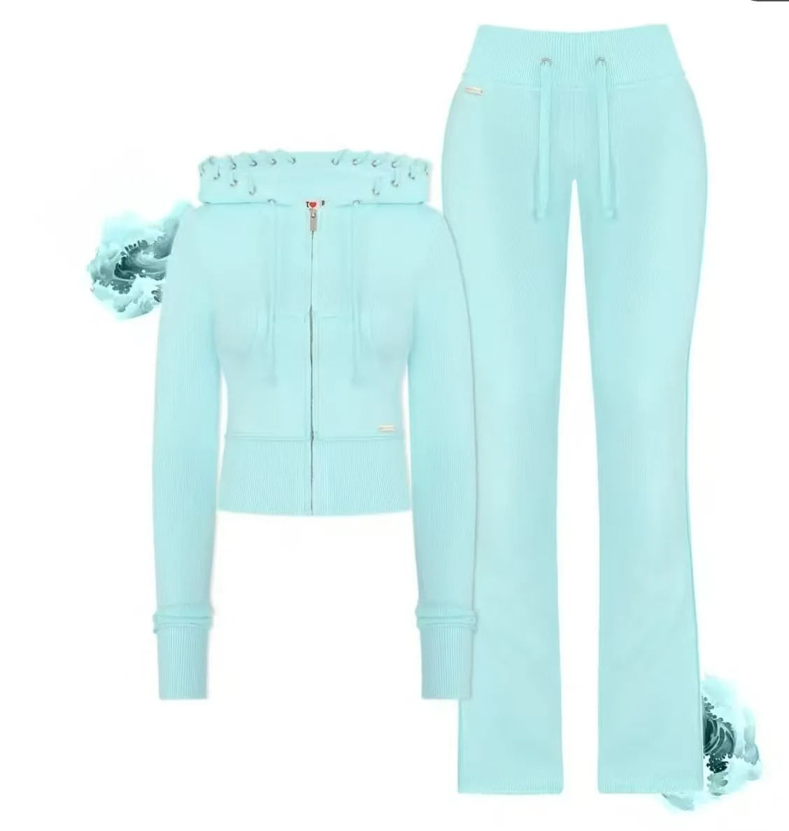 Women's Zip-Up Hoodie & Drawstring Pants Set