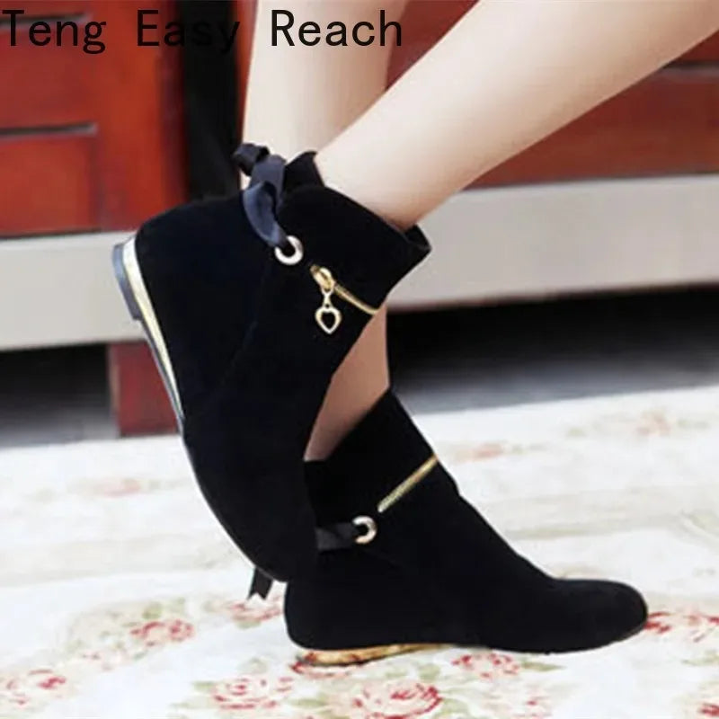 Women's Faux-Suede Ankle Boots with Bow Detail | Model Pink
