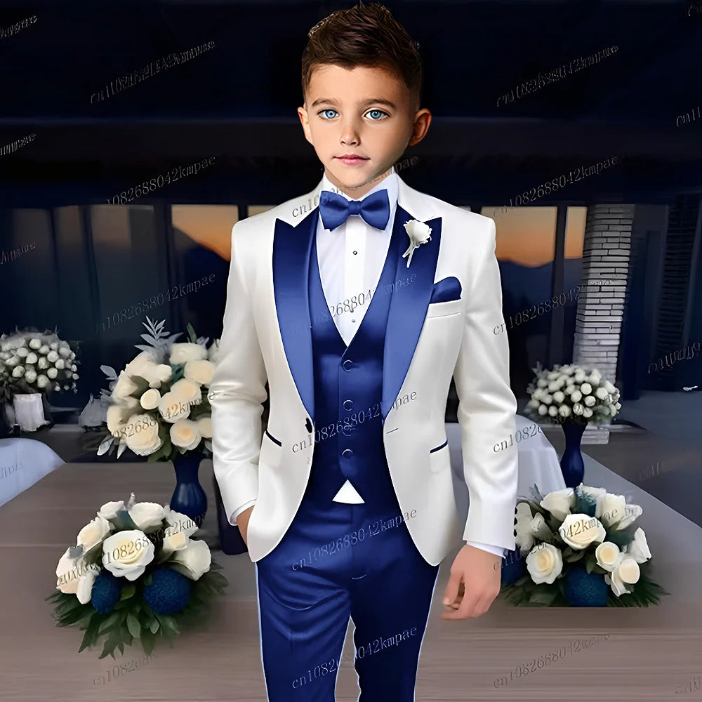 Boys’ 3-Piece Formal Suit – Blazer, Vest & Trousers