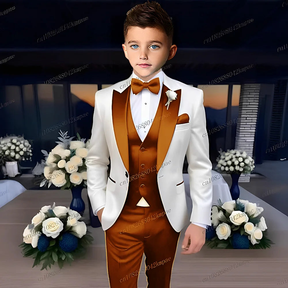 Boys’ 3-Piece Formal Suit – Blazer, Vest & Trousers