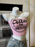 Women's Pink Backless Chain-Neck Tank Top