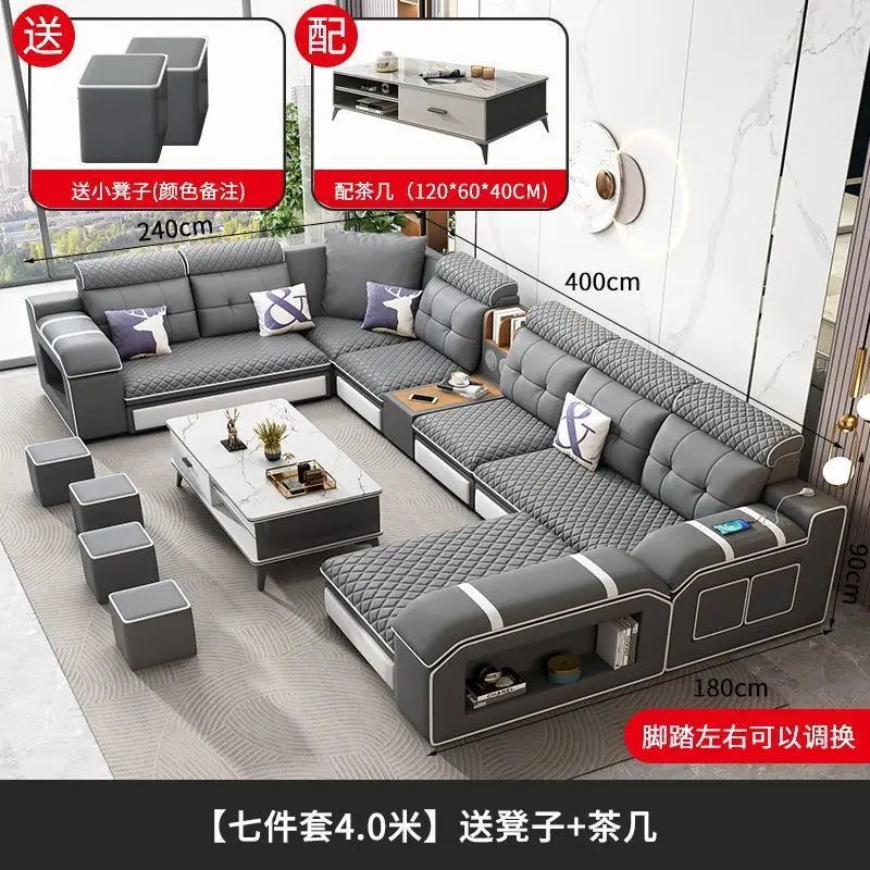 Modern U-Shaped Sectional Sofa with Removable Covers