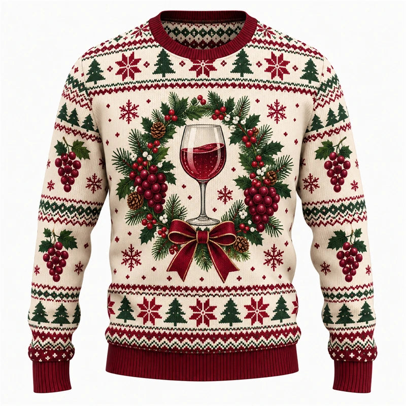 Wine Makes Christmas Merrier Printed Crewneck Sweatshirt
