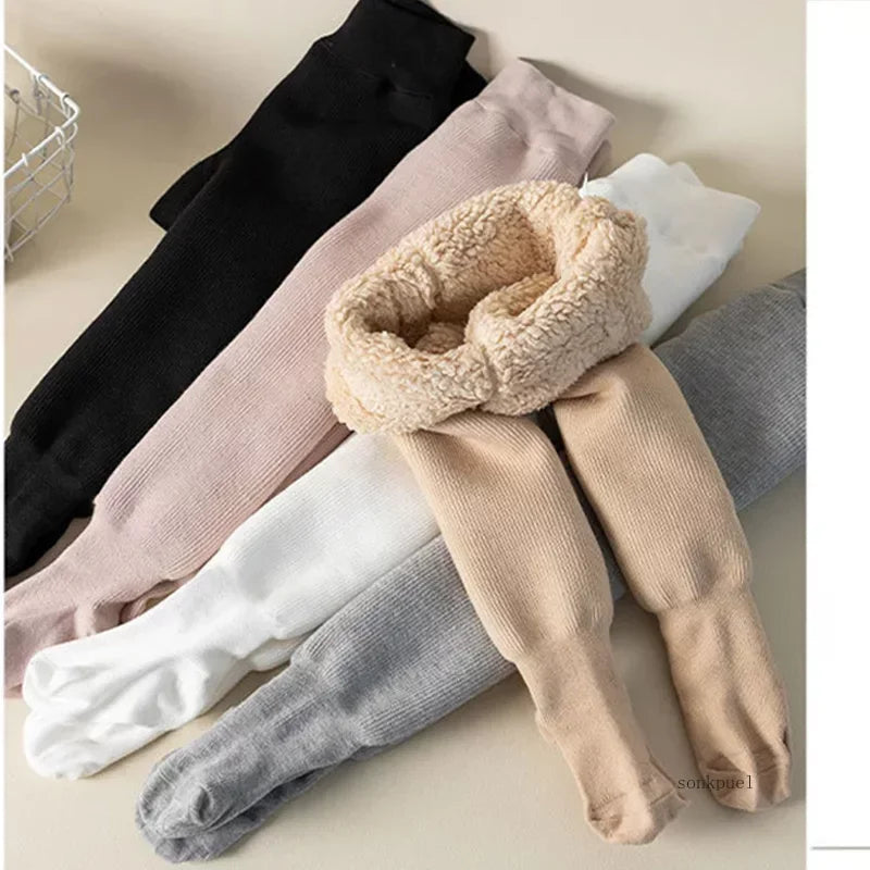 Kids' Thick Cotton Winter Tights | Model Pink