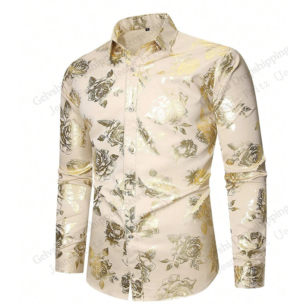 Men’s Baroque Floral Long-Sleeve Button-Down Shirt