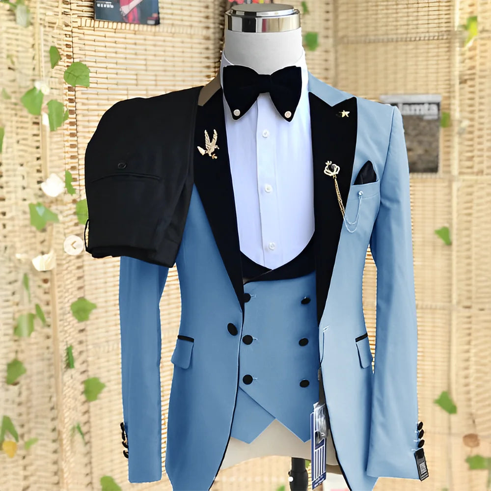 Men’s Slim-Fit 3-Piece Wedding Suit – Jacket, Trousers & Waistcoat