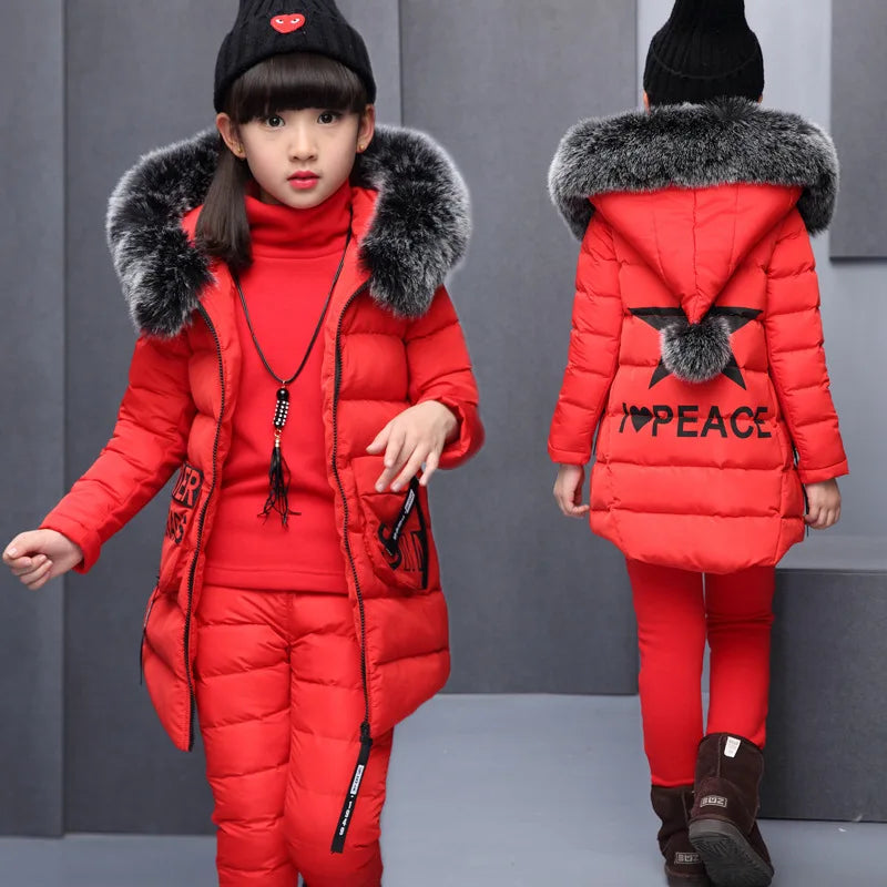 Girls' 3-Piece Winter Outfit with Hooded Vest | Model Pink