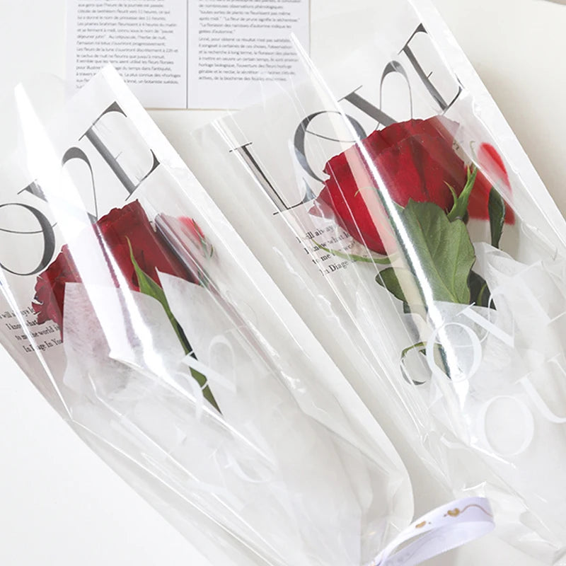 LOVE Transparent Flower Packaging Bags – 20 Pack