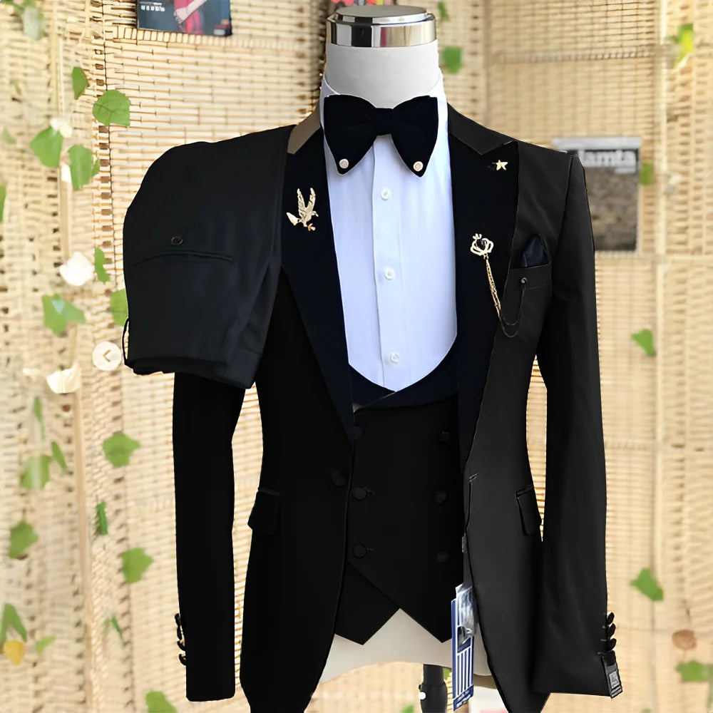 Men’s Slim-Fit 3-Piece Wedding Suit – Jacket, Trousers & Waistcoat