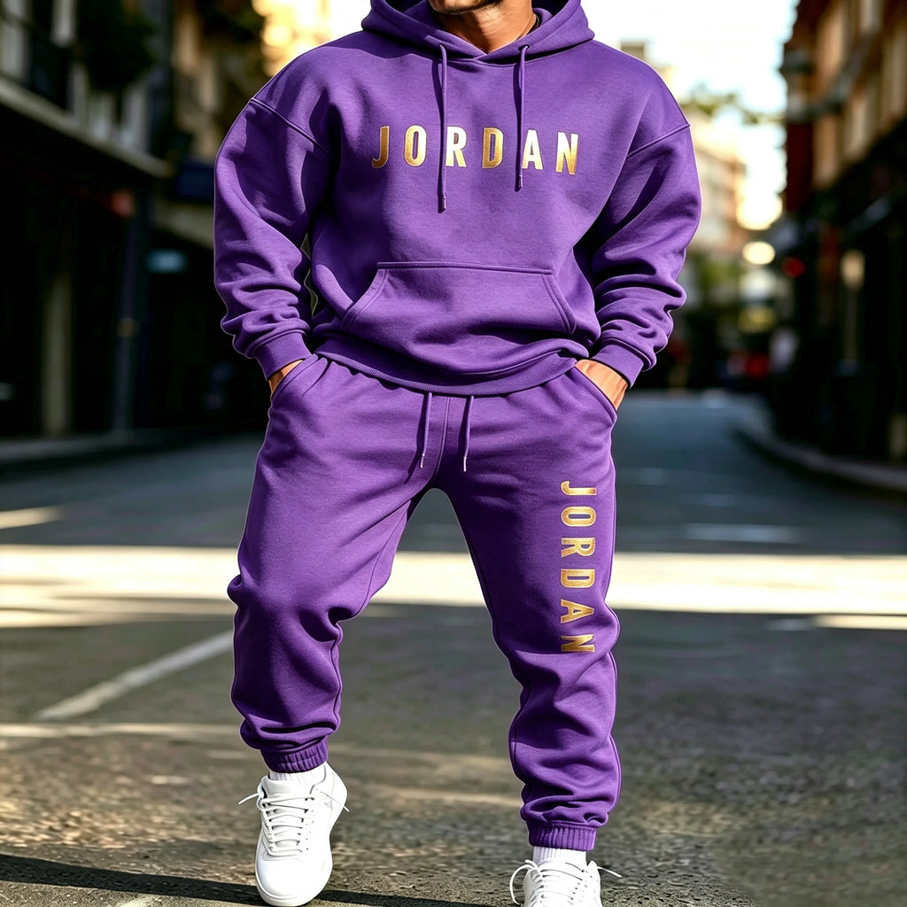 Men's Printed Hoodie & Sweatpants Two-Piece Set