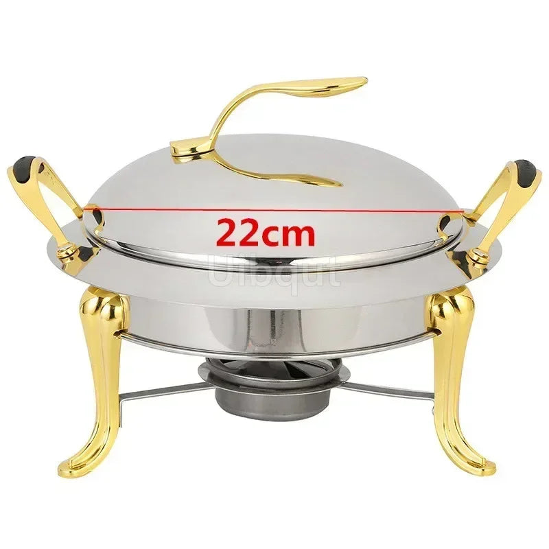 Gold-Finish Stainless Steel Chafing Dish Pot for Hotpot